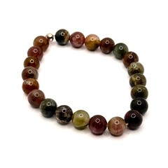 Multi Color Polished Tourmaline Gemstone Stretch Beaded Bracelet