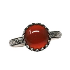 10mm Carnelian Ring Symmetrical Flower Crown 925 Sterling Silver
