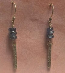 Handmade From Vermont State Craft Center Pillar Earrings Teal Kyanite.