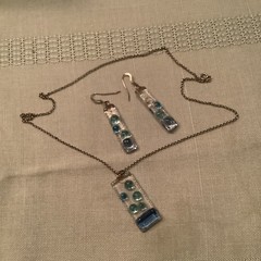 One Of A Kind Fused Glass Pendant And Pierced Earrings Set