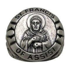 Saint Francis of Assisi Sterling Silver Christian Men’s Ring Stigmata Handmade