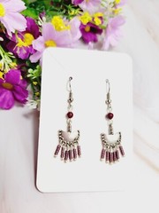 Earrings Oriental Turkish Folk Style with Turquoise, Ethnic, Bohemian, Silver
