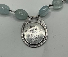 Jes Maharry “You Only Live Once” Sterling Silver & Aquamarine Necklace 18-19”