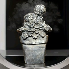 Vintage Pewter Flower Pot Garden Pin Brooch Handmade 2.25″ Bouquet Floral