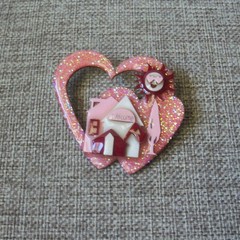 Vintage RARE Lucinda House Pin- Smiling ❤️glasses, Heart Shaped Welcome