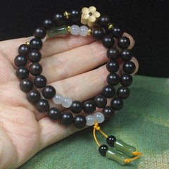 Women’s Meditation Mala Beads 8mm Ebony Plum Blossom Prayer Bead Bracelet