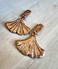 Earrings Statement Earrings Handcrafted Artwork Rose Gold Floral Ginkgo