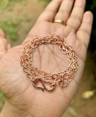 10 inch Pure Copper Textured Cable Chain Anklet, Healing Copper Jewelry