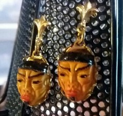 MaryBee Jewelry: Gold Tone Asian Mask Pierced Earrings 07-07-2021