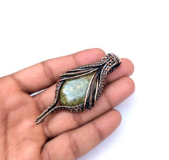 Henna Jasper Copper Wire Wrapped Pendant, Handmade Copper oxidized pendant, gift