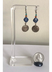 Handmade Lapis Lazuli Brass Earrings with Carnelian, Agate Accents