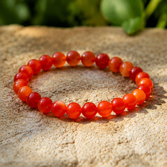 Natural Carnelian stone Bracelet 8mm Beaded Healing Energy Strength Bracelet