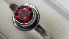 CUTE UNTREATED NATURAL GARNET IN STERLING SILVER RING SIZE 6.5-6.75!