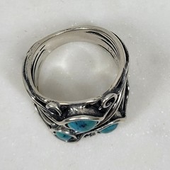 Sterling Silver Turquoise Ring Shablool Didae Three Stones Statement Israel 925