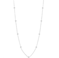 Handmade 14K White Gold Station Necklace With Diamonds 20 Inches 0.81 Carat