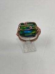 Handmade ~ Copper Wire Wrap ~ Glass Bead Ring ~ Size 10 #127
