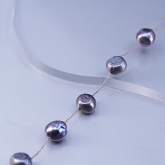 14”, vintage Sterling 925 silver handmade black pearl chain tennis necklace