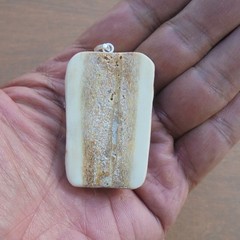 Mountain Man Wizard Carved Bone Pendant from Deer Antler with Plated Silver Bale