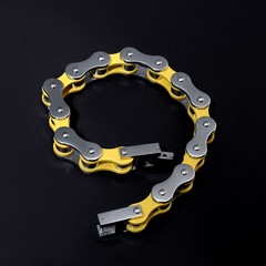 Punk Men Wrist Chain Bracelets Yellow Biker Bicycle Chain Link Bracelets For Men