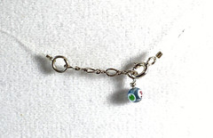 Handmade Illusion Lampwork Glass Eye Bead Necklace Collarbone/Choker 16.25″ 925