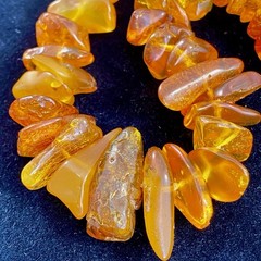 Vintage Baltic Amber Necklace Graduated Nugget Beads Cognac Honey Natural Amber