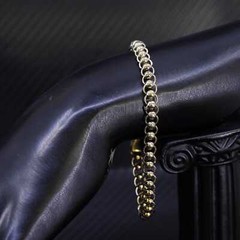 7.5” 7mm, vintage two tone Italy Sterling Silver 925 circle link Bracelet