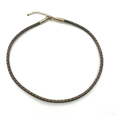 Studio Barse Brown Braided Leather Torque Collar Necklace