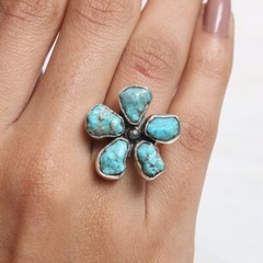Arizona Turquoise Sterling Silver Handmade Rough Ring