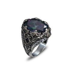 BayVog 925 Sterling Silver Victorian Style Mystic Topaz Ring, Handmade Ring,