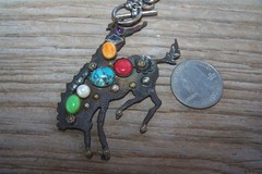 THE MAD COW CO Wester Turquoise Gemstone Bucking Bronco Horse Cowboy Necklace