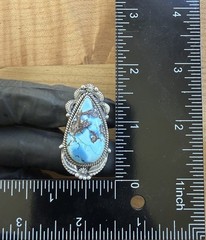 Sterling Silver Native Style SW Genuine Golden Hills Turquoise Statement Ring