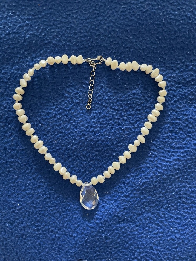Fresh Water Pearls Necklace With Crystal Pendant