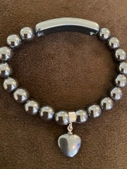 Hematite Natural Stone Heart Bracelet Worry Love Energy Reiki Healing Chakra