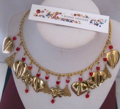 «HANDCRAFTED T. BURKE DESIGNS NECKLACE W/HEARTS/FLOWERS+ MORE» 1-OF-A-KIND»!