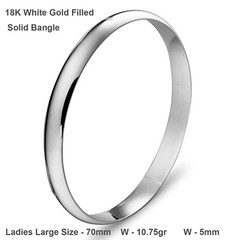 Bangle Real 18k White Gold Filled Solid Ladies Large Size Cuff Bracelet 70mm