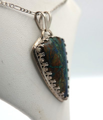 OUT OF THIS WORLD AZURITE, MALACHITE, CUPRITE PENDANT SET IN STERLING SILVER WOW