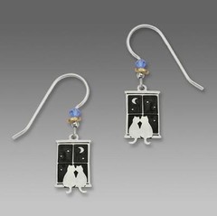 Sienna Sky Earrings Sterling Silver Hook Hand Painted Kitty Pals in Window 906