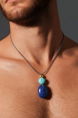 Lapis Lazuli Necklace Turquoise Natural Crystal Chunky Stone Jewelry for Men