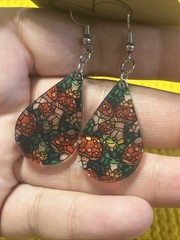 Stained Glass Mushroom & Frog Earrings DARK