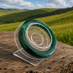 Natural Type A Burmese Jade Bangle: Donut Style Dark Green Black Inner 53.3 mm