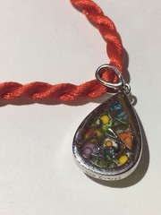 Alan K. Murano Glass Millefiori Sterling Silver 925 Pendant On Red Rope Necklace