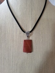 Red Jasper Rectangular Pendant on 17″ Black Cord