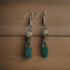 Howlite Teardrop Pearl Drop Earrings 925 Silver Plated Hooks Everyday Wear Charm