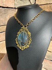 Huge Labradorite Pendant Necklace Handcrafted