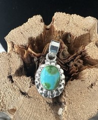 Sterling Silver Native American SW Genuine Sonoran Gold Turq Pendant 5mm Bale