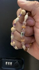 Handcrafted Beige/Purple/Orange Wood & Glass Beaded Stackable Bracelets, 2 Pack