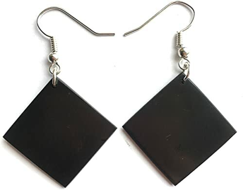 Shungite Earrings EMF 5G Wi Fi Protection Jewelry – Rhombs – 1 pair