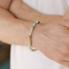 Natural Matte Amazonite 4mm Beaded Crystal Calming Stretch Bracelet for Unisex