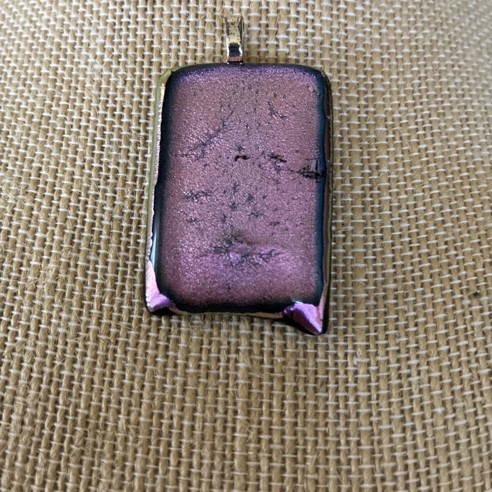Handcrafted fused dichroic art glass Pendant Pink Iridescent
