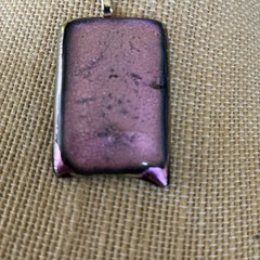Handcrafted fused dichroic art glass Pendant Pink Iridescent